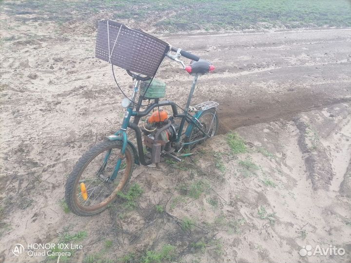 Мопед с двигателем от бензопилы дружба
