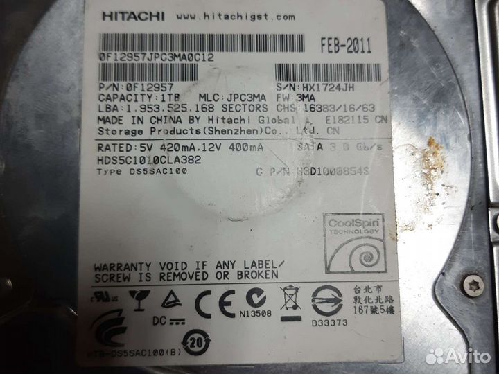 HDD Hitachi и Seagate 1 Tb 3.5