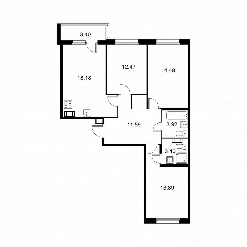 3-к. квартира, 79,6 м², 8/9 эт.