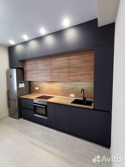 Прямая кухня с мдф фасадами