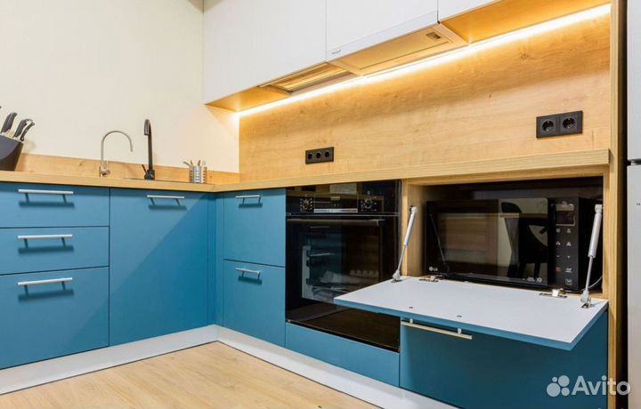 Кухня Голубая на заказ с гарантией