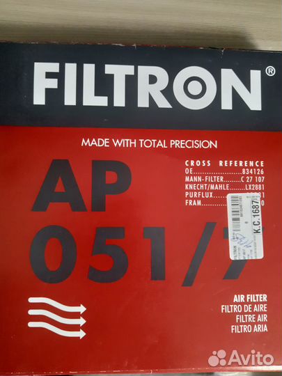 Фильтр воздушный filtron AP0517 Chevrolet Cruze