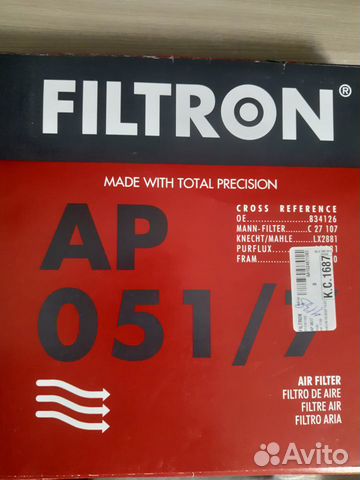 Фильтр воздушный filtron AP0517 Chevrolet Cruze