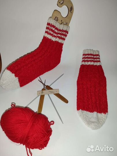 Носки ручной вязки шерстяные