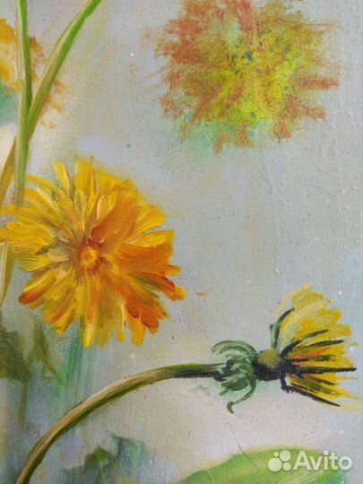 Картина маслом Цветы Одуванчики