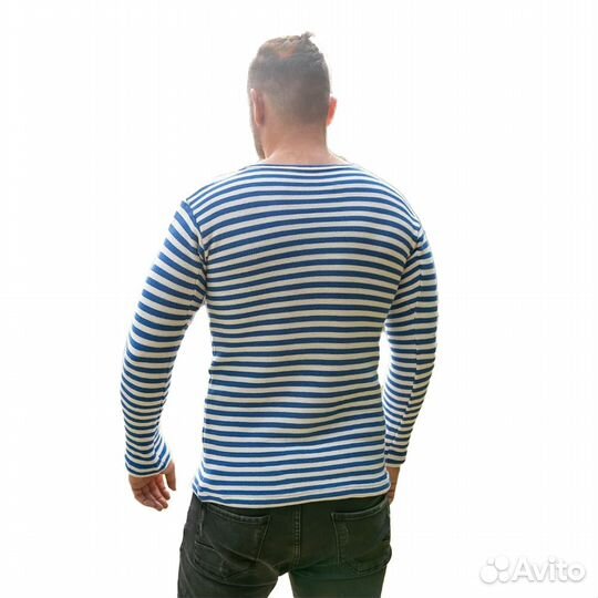 4439 Тельняшка двойной вязки, хлопок, голубая