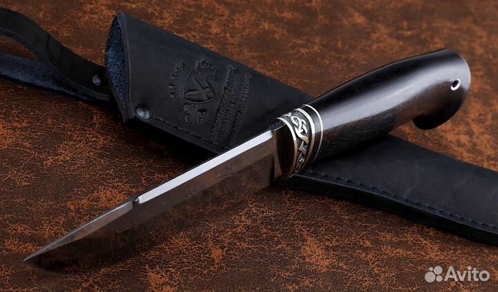 Нож Барракуда сталь дамаск торцевой с воронением р