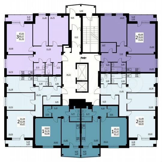 2-к. квартира, 65,1 м², 8/16 эт.
