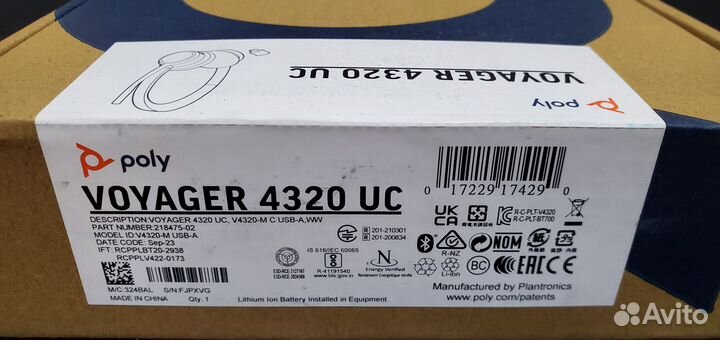 Bluetooth гарнитура Plantronics Poly Voyager 4320