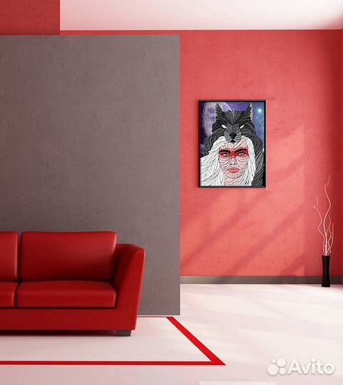 Картина «Волчица» из лёгкой глины Handlighting TM