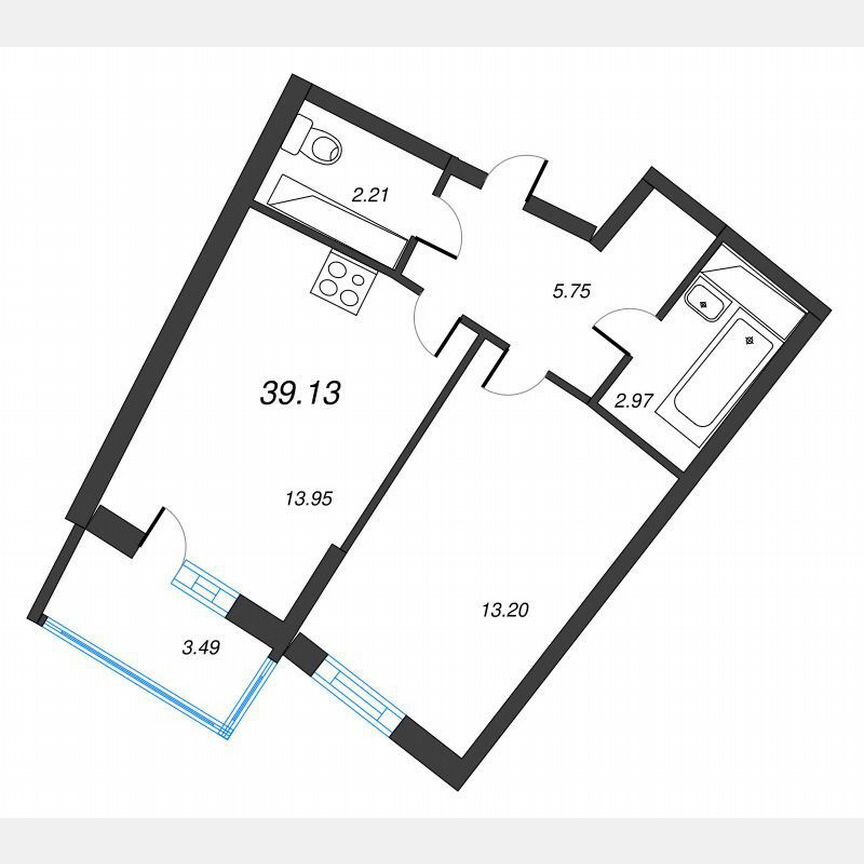 1-к. квартира, 41,6 м², 15/22 эт.
