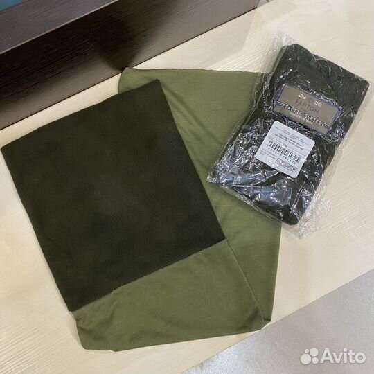 Шарф-снуд двухслойный, труба, флис, хаки