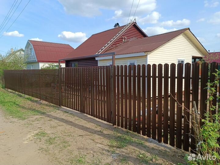 Забор из профнастила 20 м с воротами 4 м