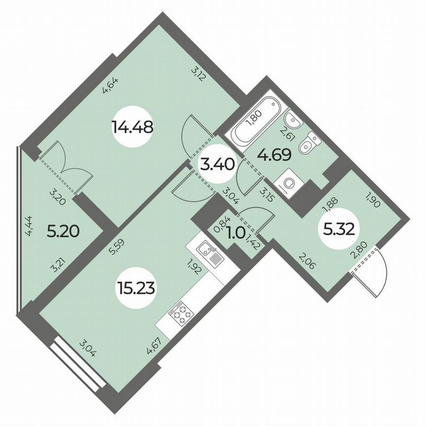 1-к. квартира, 46 м², 7/24 эт.