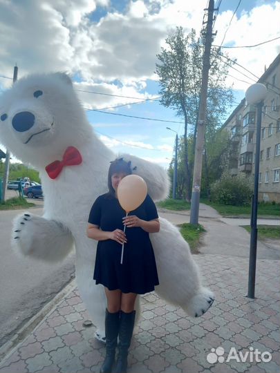 Белый мишка поздравление шары В подарок