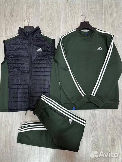 Костюм тройка Adidas тёплый флисовый