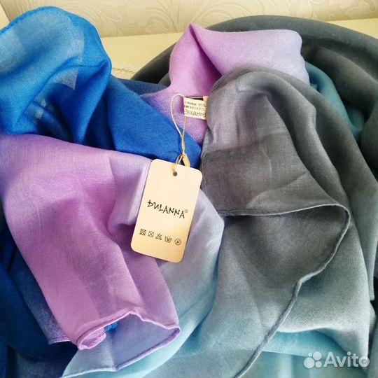 Новый палантин-парео вискоза/хлопок + платки