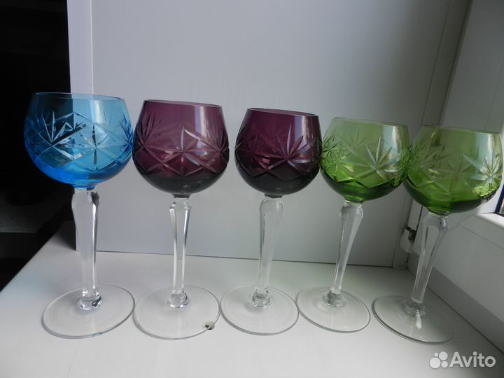 Фужеры цветной хрусталь