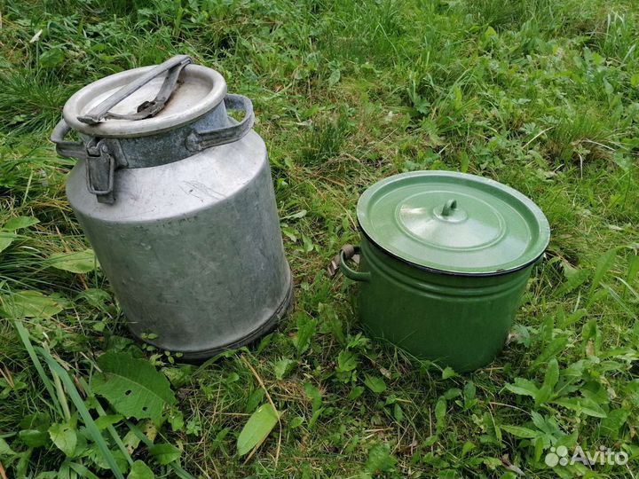 Бак эмалированный и фляга алюминиевая 50 л