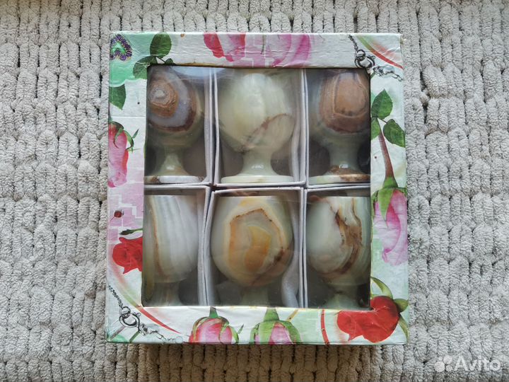 Бокалы фужеры набор 6 шт камень оникс