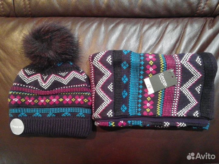 Шапка с шарфом George новая