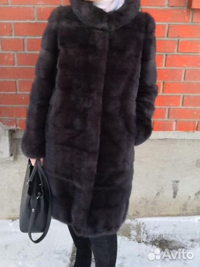 Шуба норковая с капюшоном
