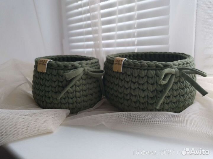 Вязаные корзинки для мелочей