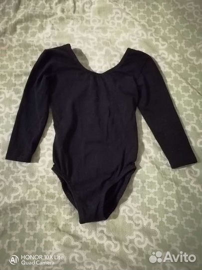 Купальник гимнастический чёрный, белый для танцев