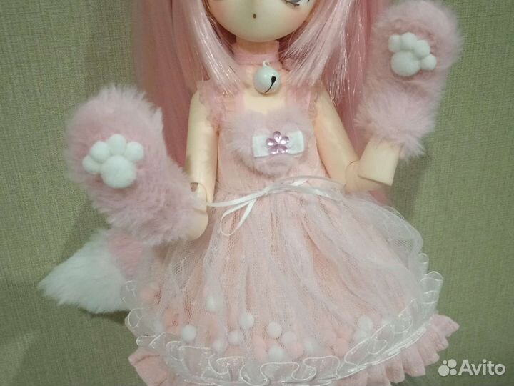 Кукла аниме BJD бжд розовая Мику Хацунэ неко