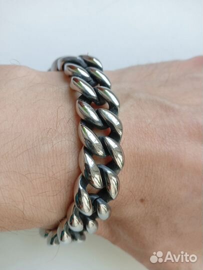 Браслет мужской под серебро хирургическая сталь