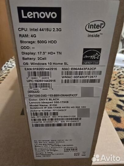 Lenovo ideapad 330 17ikb