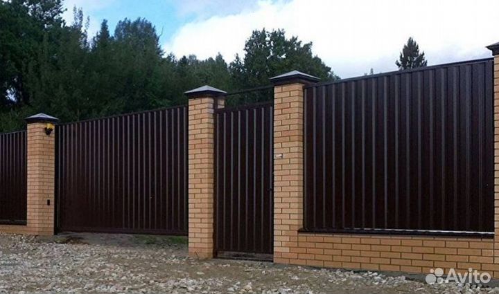 Забор из профнастила,ворота качественно