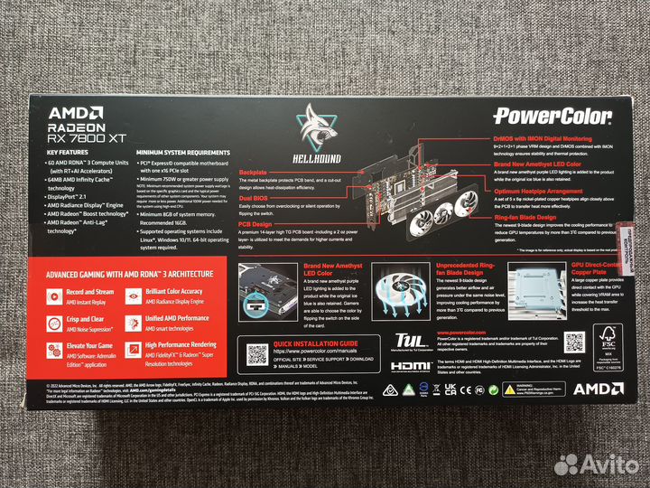 Powercolor RX 7800 XT Hellhound (новая, гарантия)