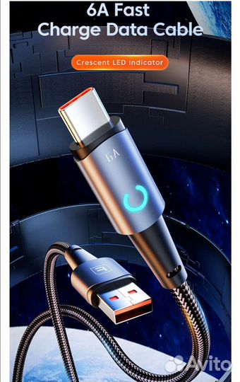 Фирменный usb type C кабель Toocki 66w/6a