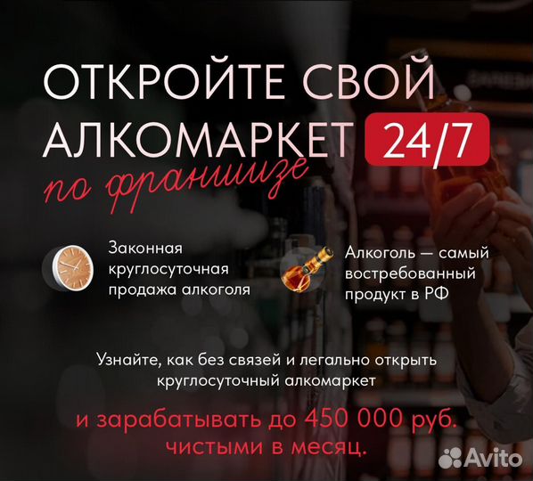 Открой Алкомаркет 24/7 с франшизой 