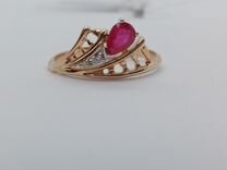 Золотое кольцо с рубином и бриллиантами 17,5 разме