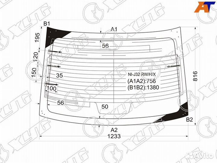 Стекло заднее Nissan Teana J32