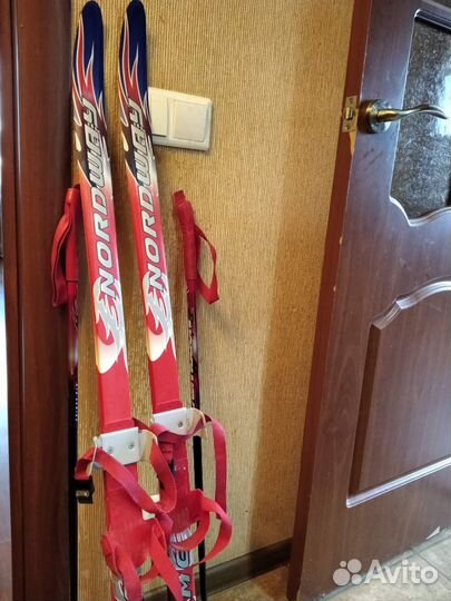 Лыжи детские беговые 120 с палками в комплекте