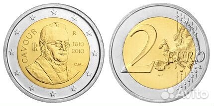 2 евро 2010 г. Италия 200 лет со дня рождения Ками