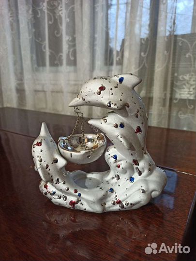 Подсвечник керамика обливная. аромалампа дельфины