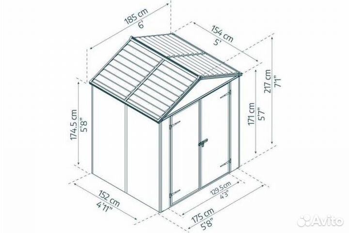 Хозблок Palram rubikon shed (площадь 2,85 кв.м)