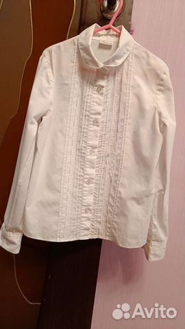 Белая рубашка для девочки 128