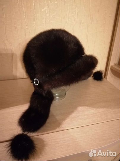 Шапка норковая женская с ушками