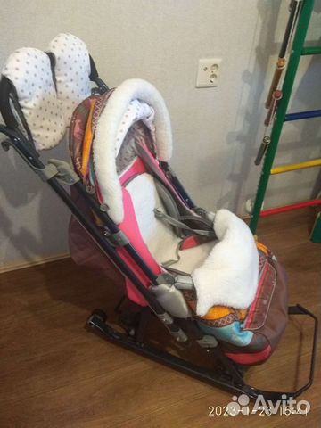 Детские санки коляска с большими колесами Ника 7-3