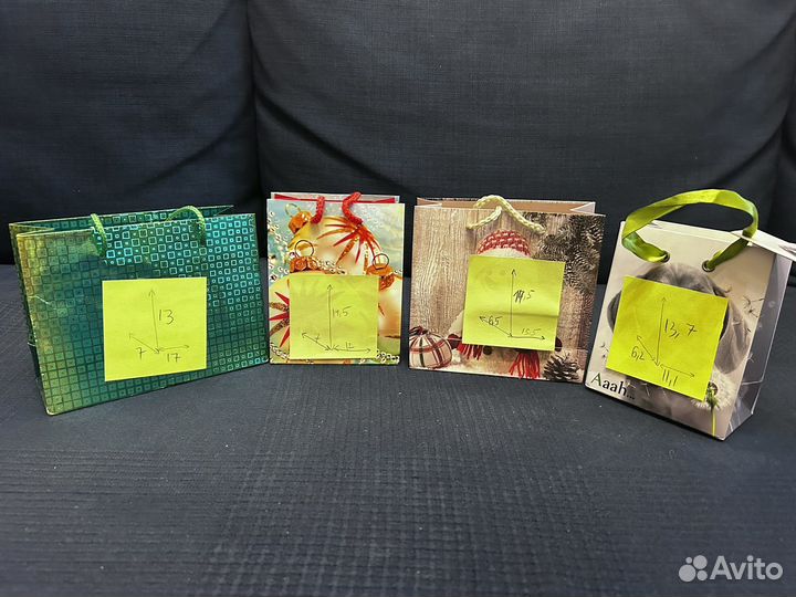 Подарочные пакеты маленькие 17 штук с замерами