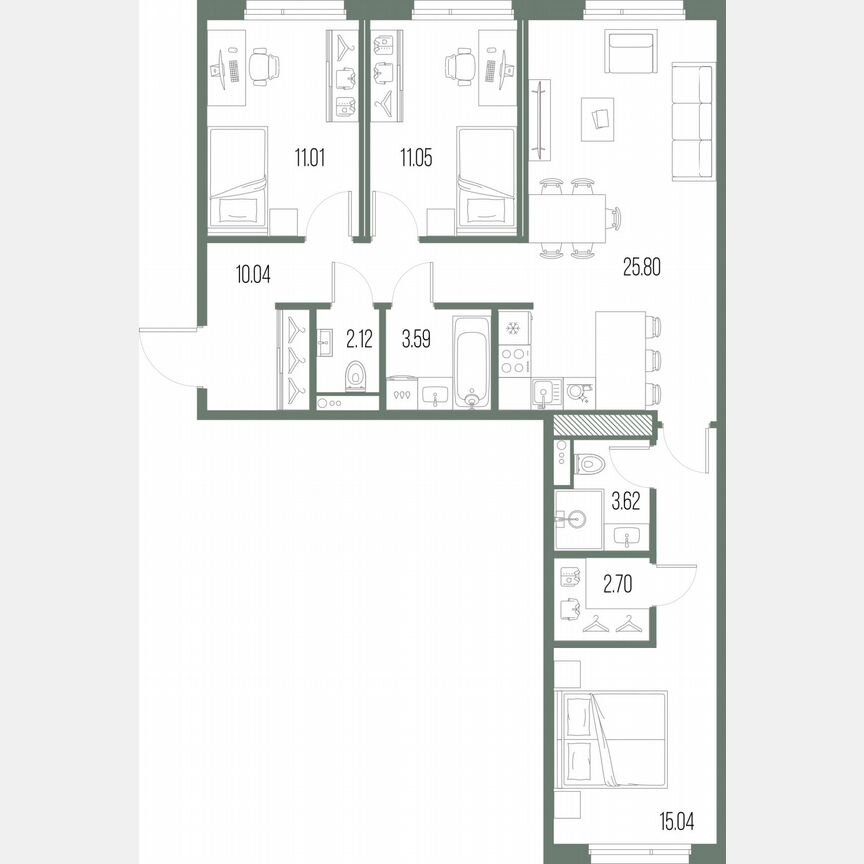 3-к. квартира, 85 м², 8/10 эт.