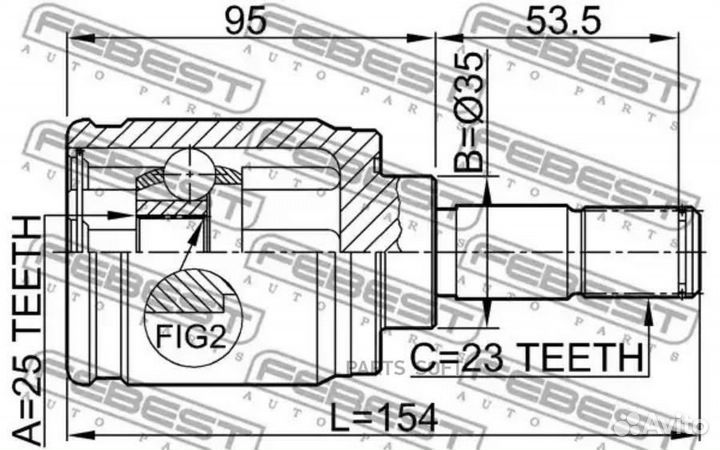 ШРУС внутренний задний 25x35x23 (honda accord CL/C