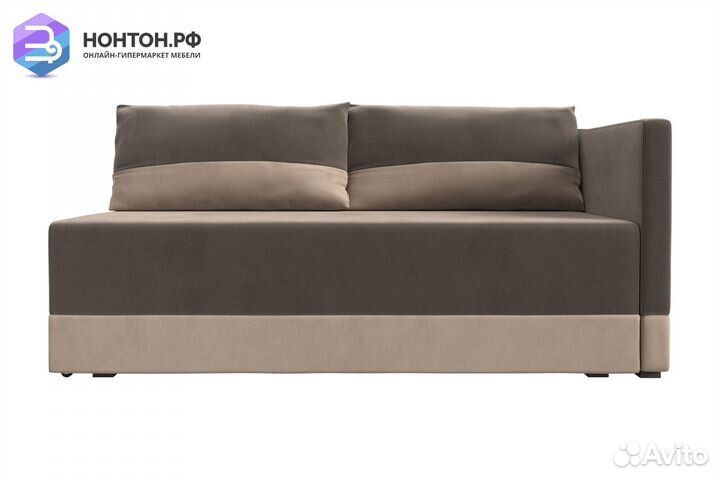 Кушетка еврокнижка Никас коричневая / бежевая