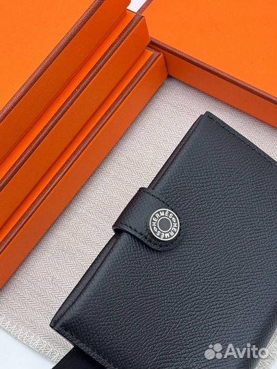 Кошелёк Hermes натуральная кожа чёрный