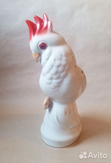 Фарфоровая статуэтка-светильник. Попугай Какаду